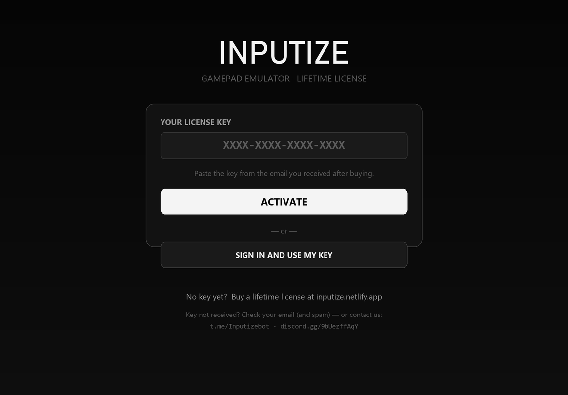 Activation window: paste your key or sign in to your account